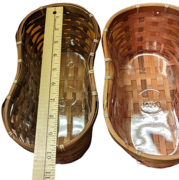 Burton & Burton Set of 2 Brown & Peach Colored Peanut Shaped Planter Baskets - Picture 7 of 10